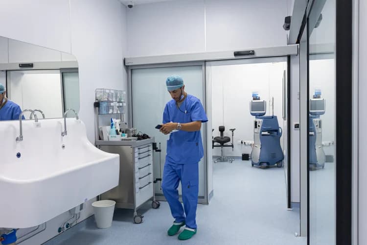 Professionnel de santé dans une salle du bloc opératoire
